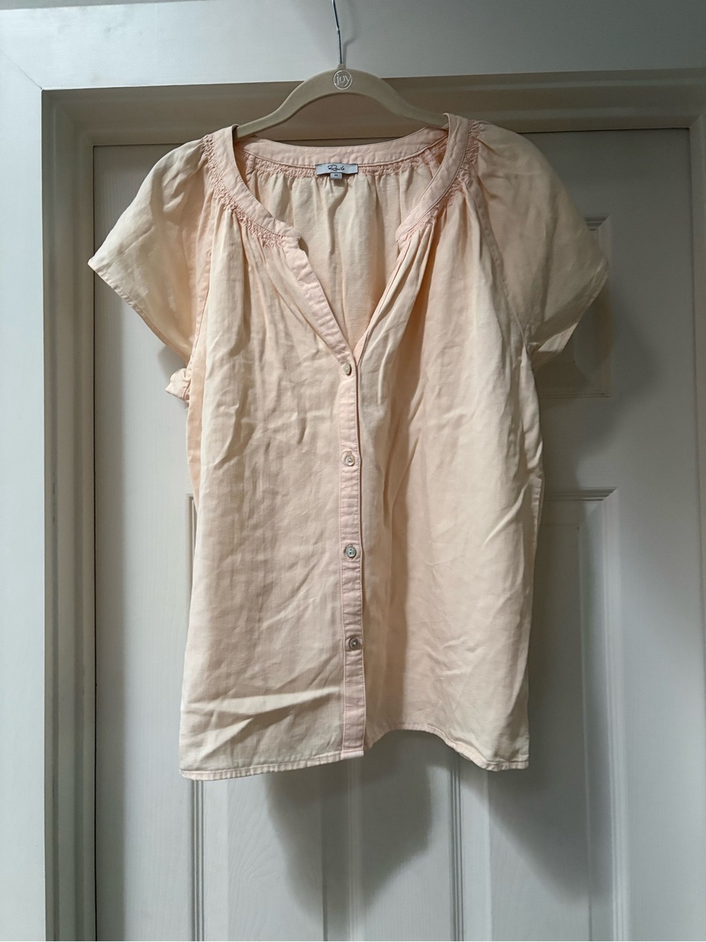 Rails Pale Peach Button-Front Short Sleeve Blouse